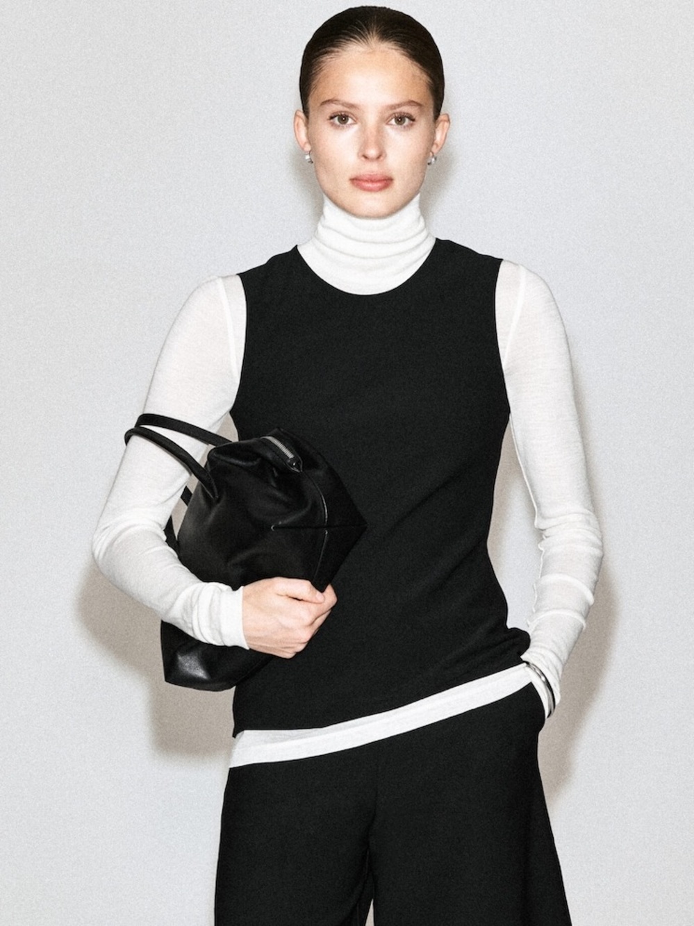 COS Black Crepe Tunic Tank Top